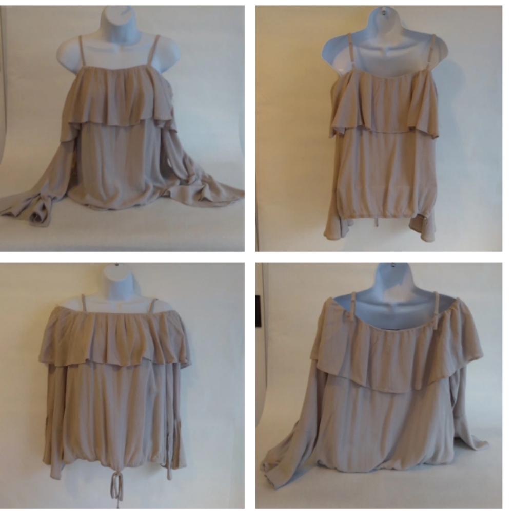 BCX Junior/Girl Ruffled Tie Hem Large Top Nude